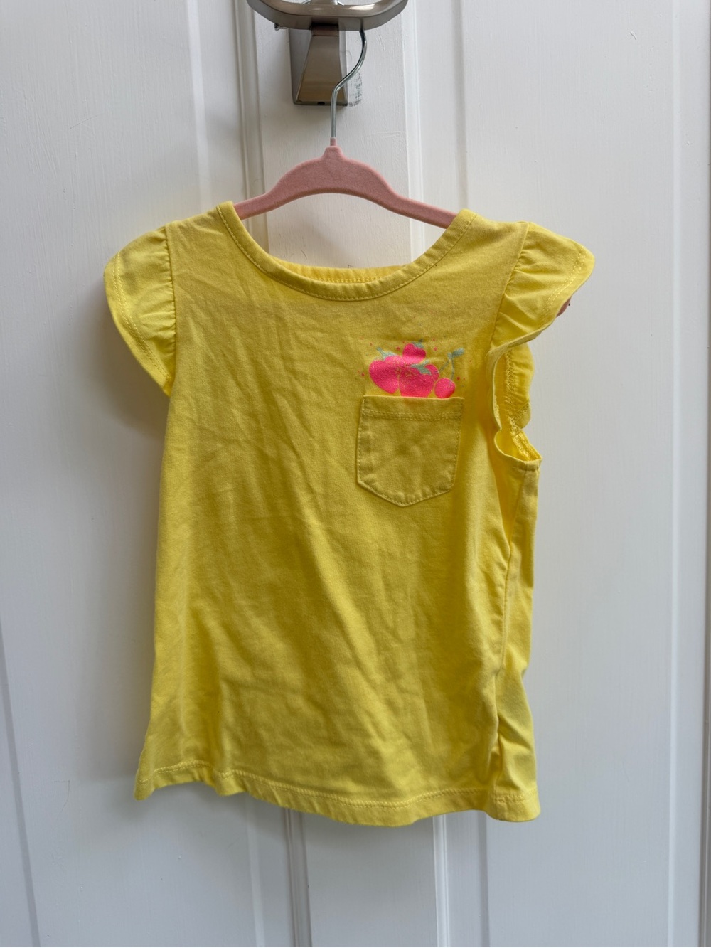 Epic Threads 4T Girls Yellow Strawberry Flutter Short Sleeve Blouse Top Shirt